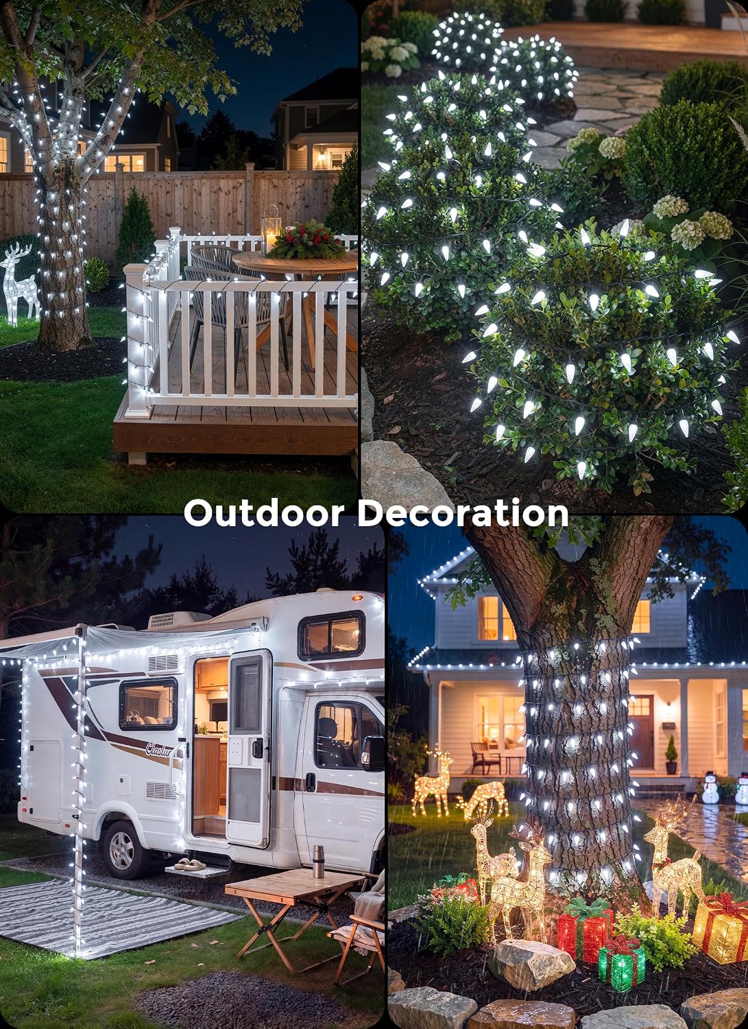 Minetom C6 Solar Christmas Lights Outdoor, 50LED 22.64FT Pure White Lights
