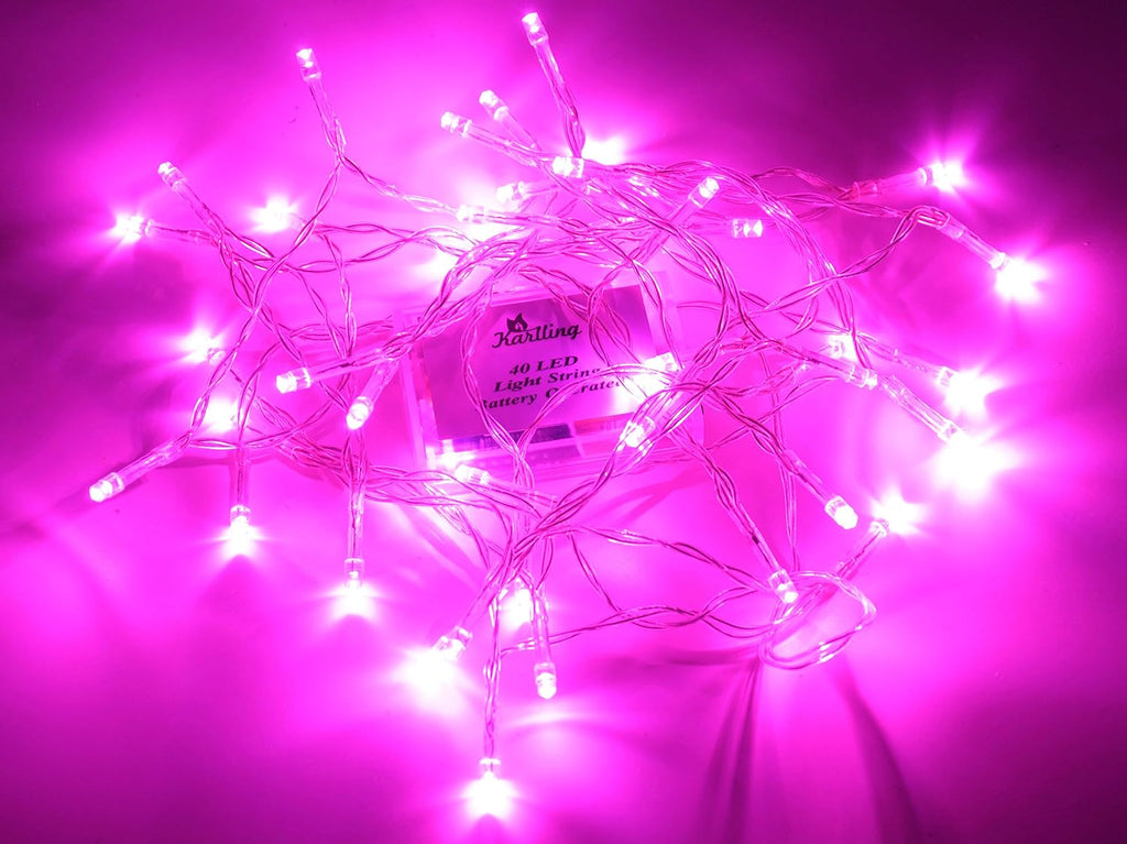 Karlling Battery Operated Valentine's Day Lights, 13ft Pink Fairy Lights