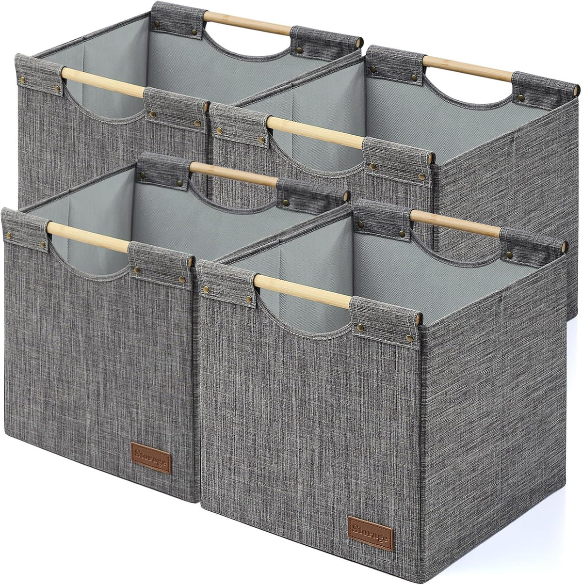 KAKAMAY Cube Storage Bin 13x15x13 Storage Cubes for Kallax 4-Pack Dark Grey