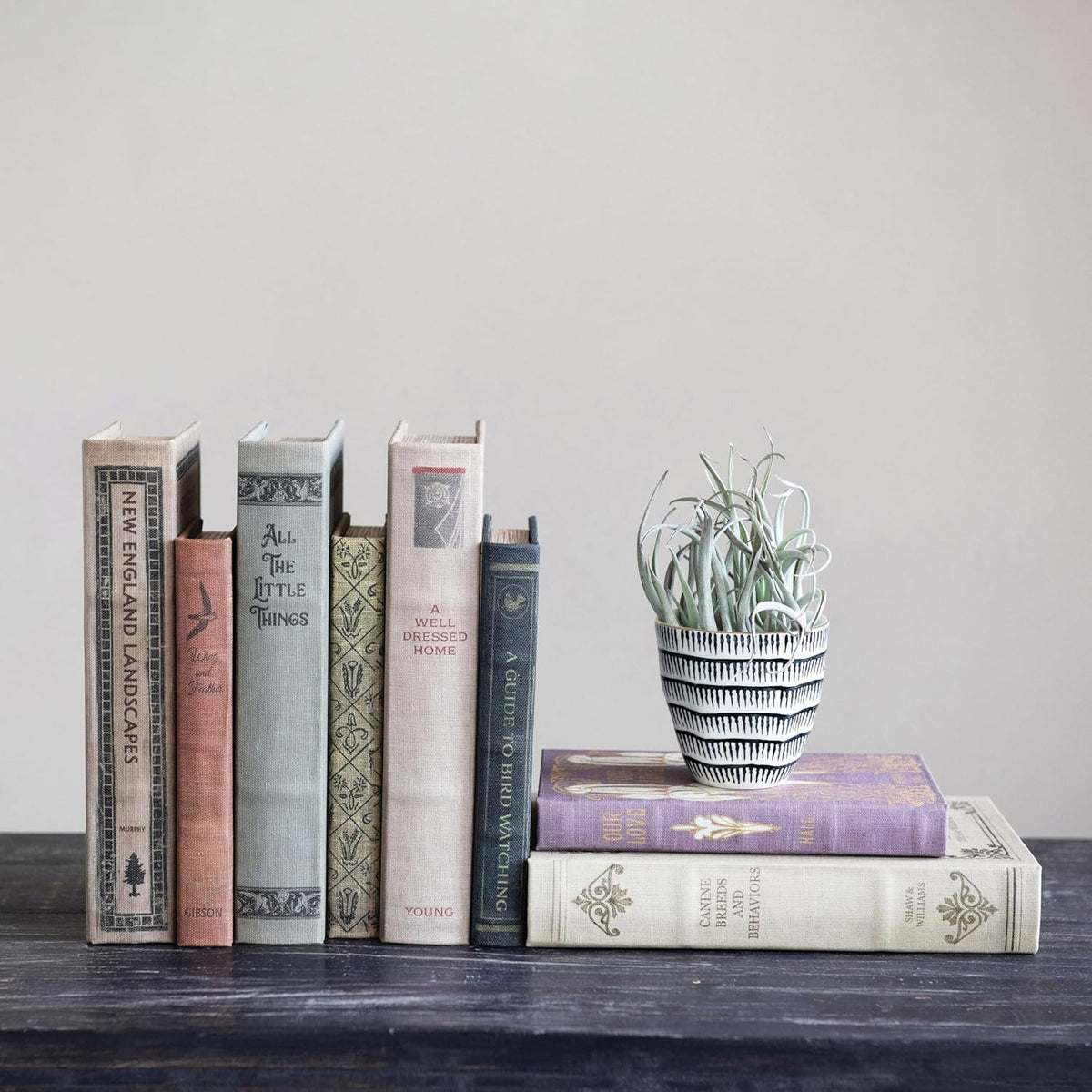 Creative Co-Op MDF & Canvas Book Storage Boxes, Set of 2 All The Little Things