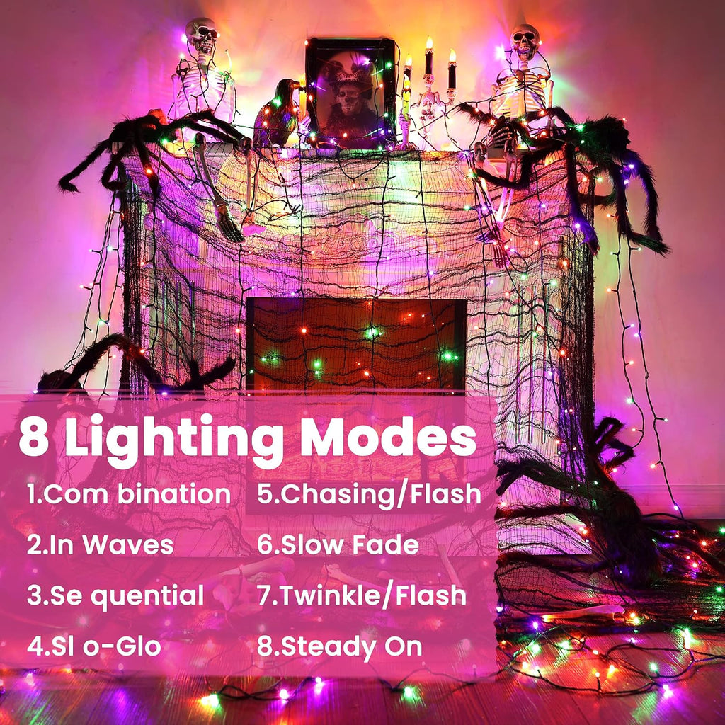 Halloween Lights Indoor, 82ft 200 LED Halloween String Lights with 8 Modes