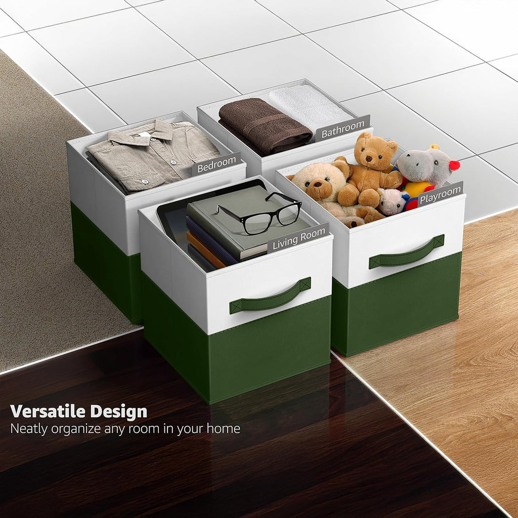 Sorbus Fabric Storage Cubes, 6-Pack Foldable Bins (Dark Green)
