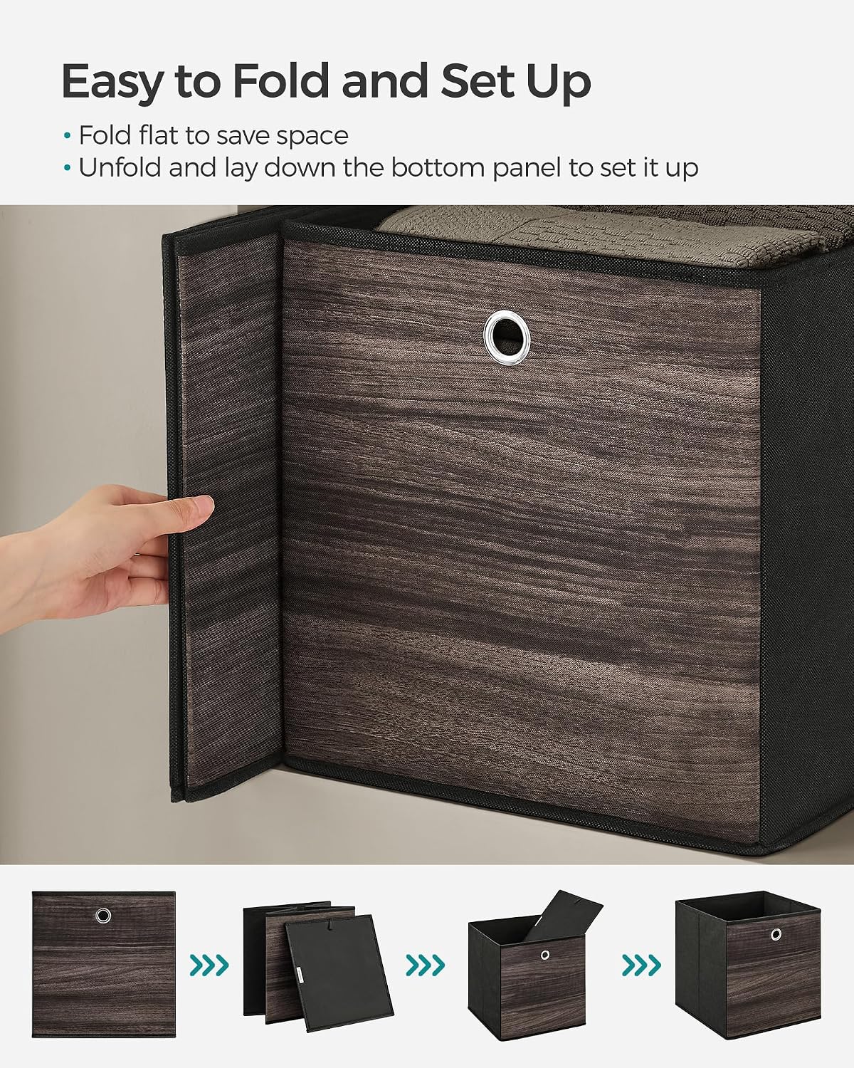 SONGMICS Storage Cubes, Set of 6, 13-Inch Foldable Closet Organizers