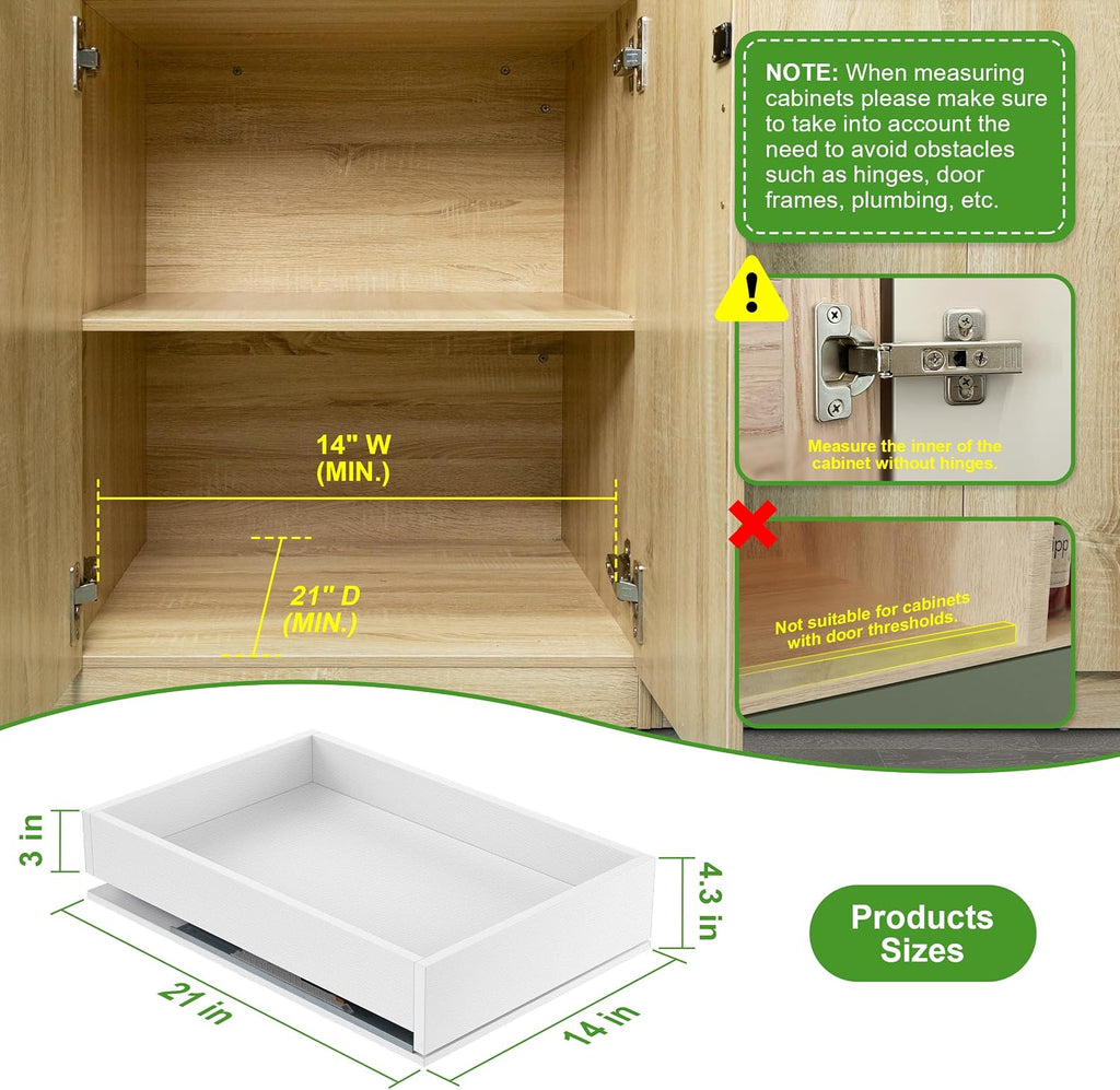 MyLifeUNIT Wood Pull Out Drawer for Cabinet Pre-Assembled, 14" W x 21" D