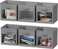 SpaceAid Storage Cubes with Clear Windows, Set of 6 Fabric Bins, 11 Inch Foldable Baskets Boxes for Closet, Cubby Shelf or Cube Storage Organizer, Grey
