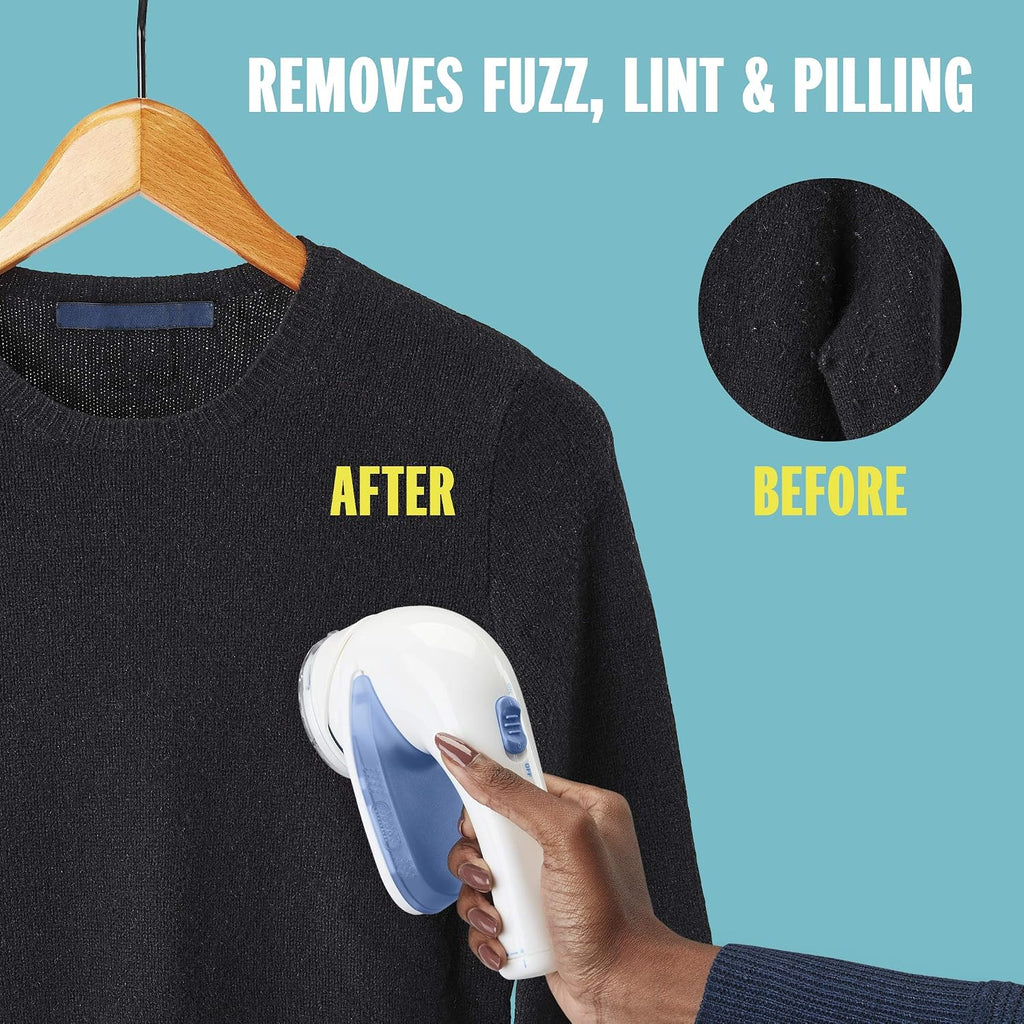Conair Fabric Shaver and Lint Remover,Battery-Operated Portable Clothes Shaver with 3 Settings, Fuzz Remover for Sweaters,Clothing and Furniture, Large 2-Inch Shaving Head,White, Regular (Pack of 3)
