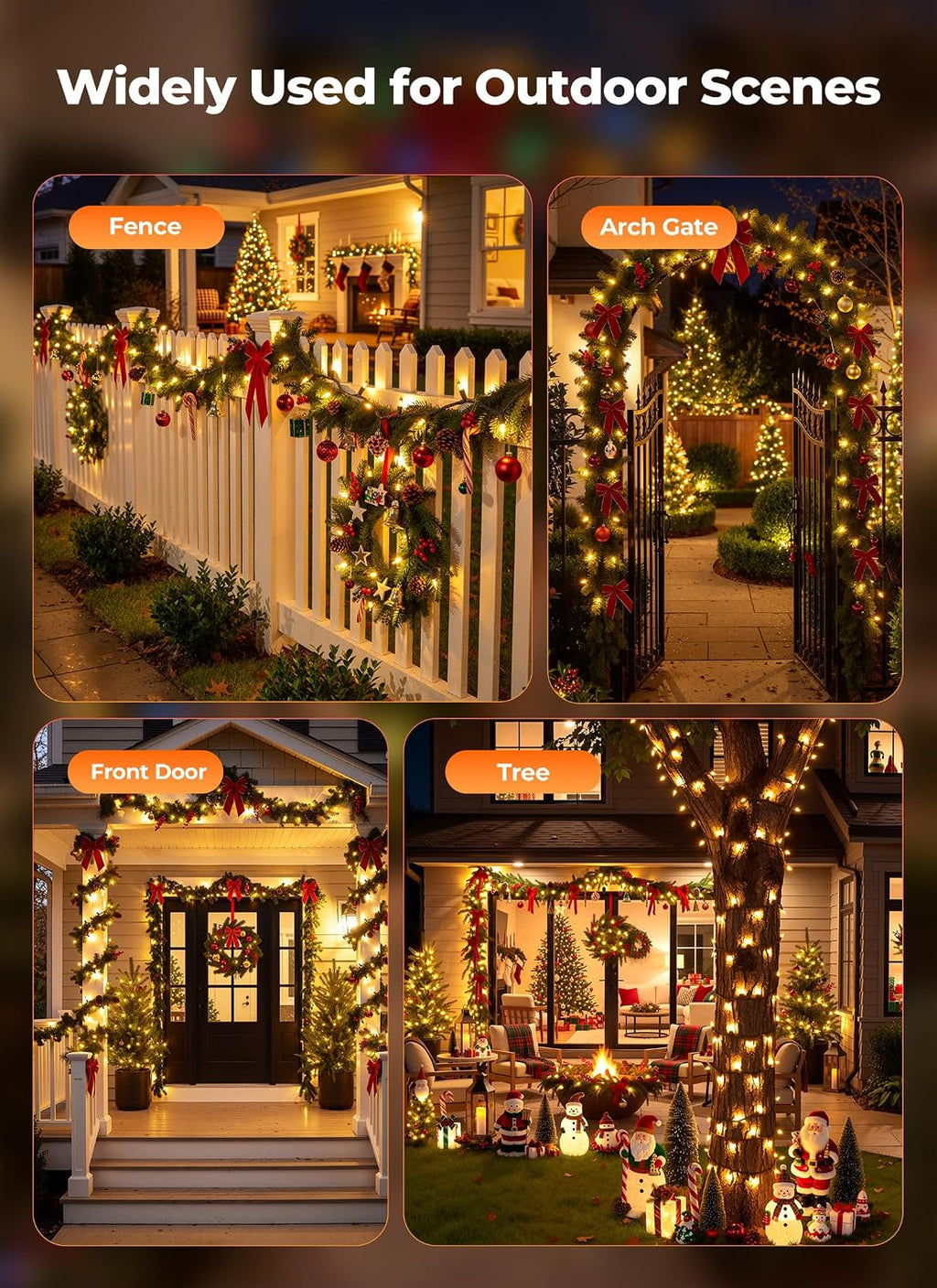 Brightown Battery Operated Christmas Lights, 4 Pack Total 100 LED 71.2Feet