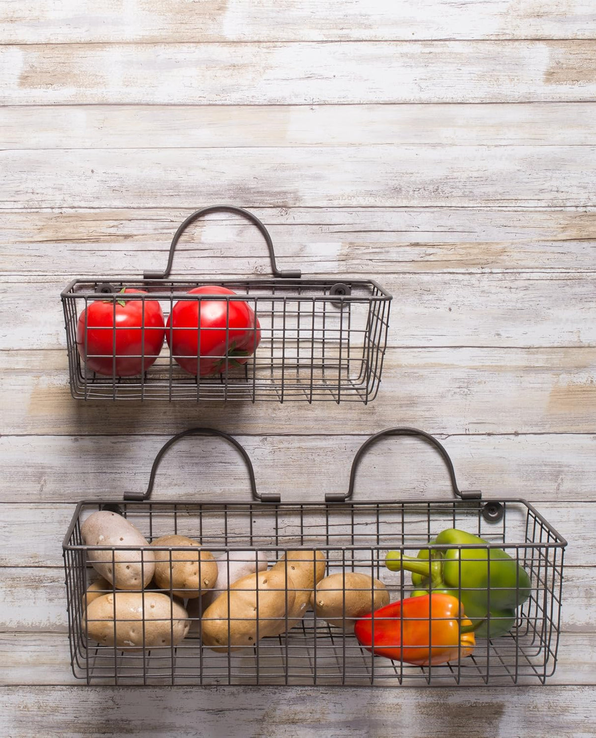 DII Farmhouse Vintage Décor, Wire Wall Basket, Small, Black, 2 Piece