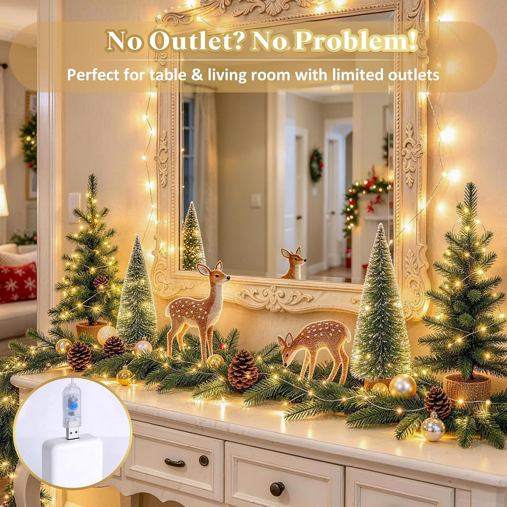 JMEXSUSS USB Fairy Lights for Bedroom,33ft 100 LED Christmas Lights Plug in