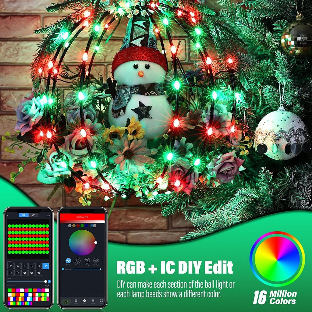 Joomer 2Pack Color Changing Plug-in RGB Christmas Ball Lights, 13IN & 11IN