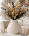 Ceramic Pitcher Vase, Large Beige Flower Vase with Handle for Home Decor