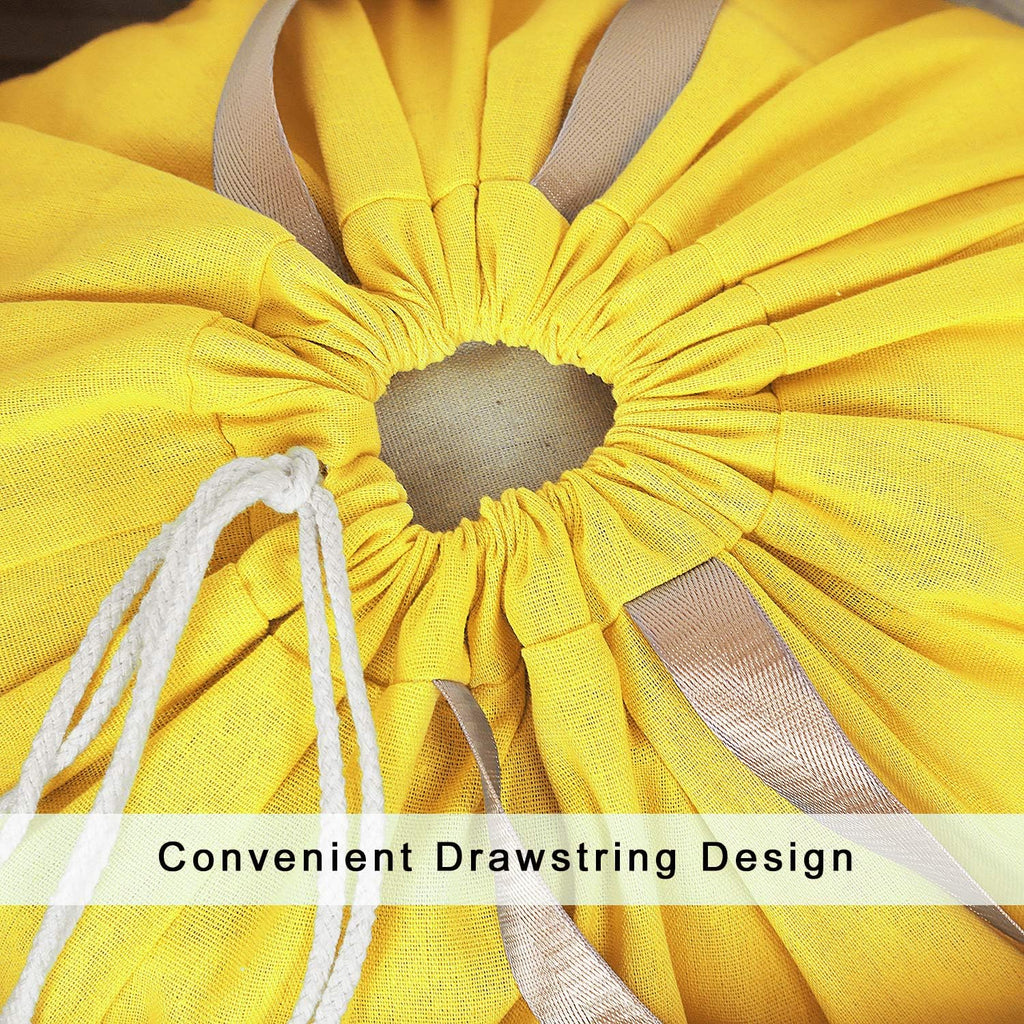 Heavy Duty Laundry Bag with Drawstring and Handle, Extra Large Travel Dirty Clothes Bag for Laundromat and Household, Durable Rip-Stop Laundry Hamper Liner, 28 x 40 Inch, Yellow