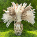 Dried Pampas Grass Decor 107 pcs Boho Home Decor 17 Inch Natural Dried Flower Bouquets, 7 Varieties Per Bouquet, Boho Style, Typically Used for Weddings, Baby Showers, Homes, Rustic Parties and More
