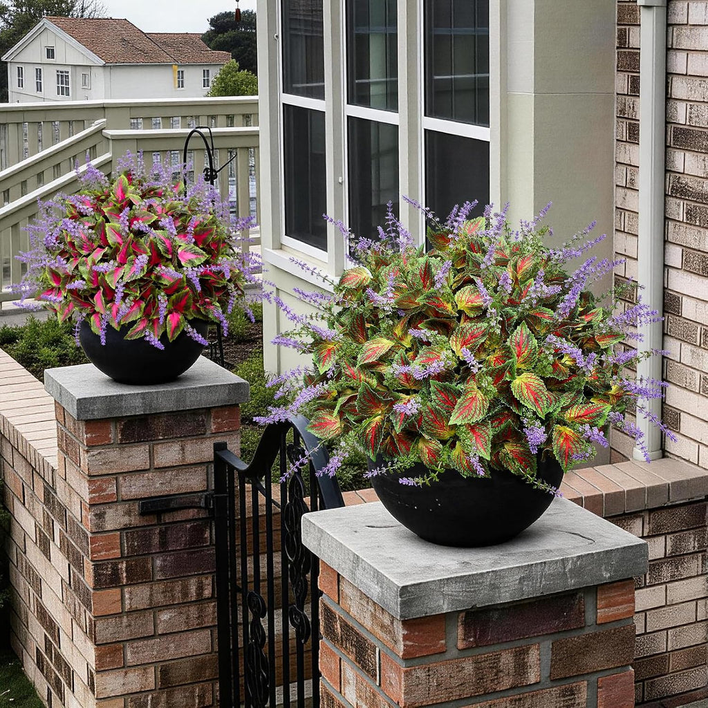 12 Bundles Artificial Coleus Flowers | UV Resistant No Fade Silk Faux Plants | Spring Summer Outdoor Fake Greenery for Garden Patio Planters Front Porch Pathway Decor (Yellow)