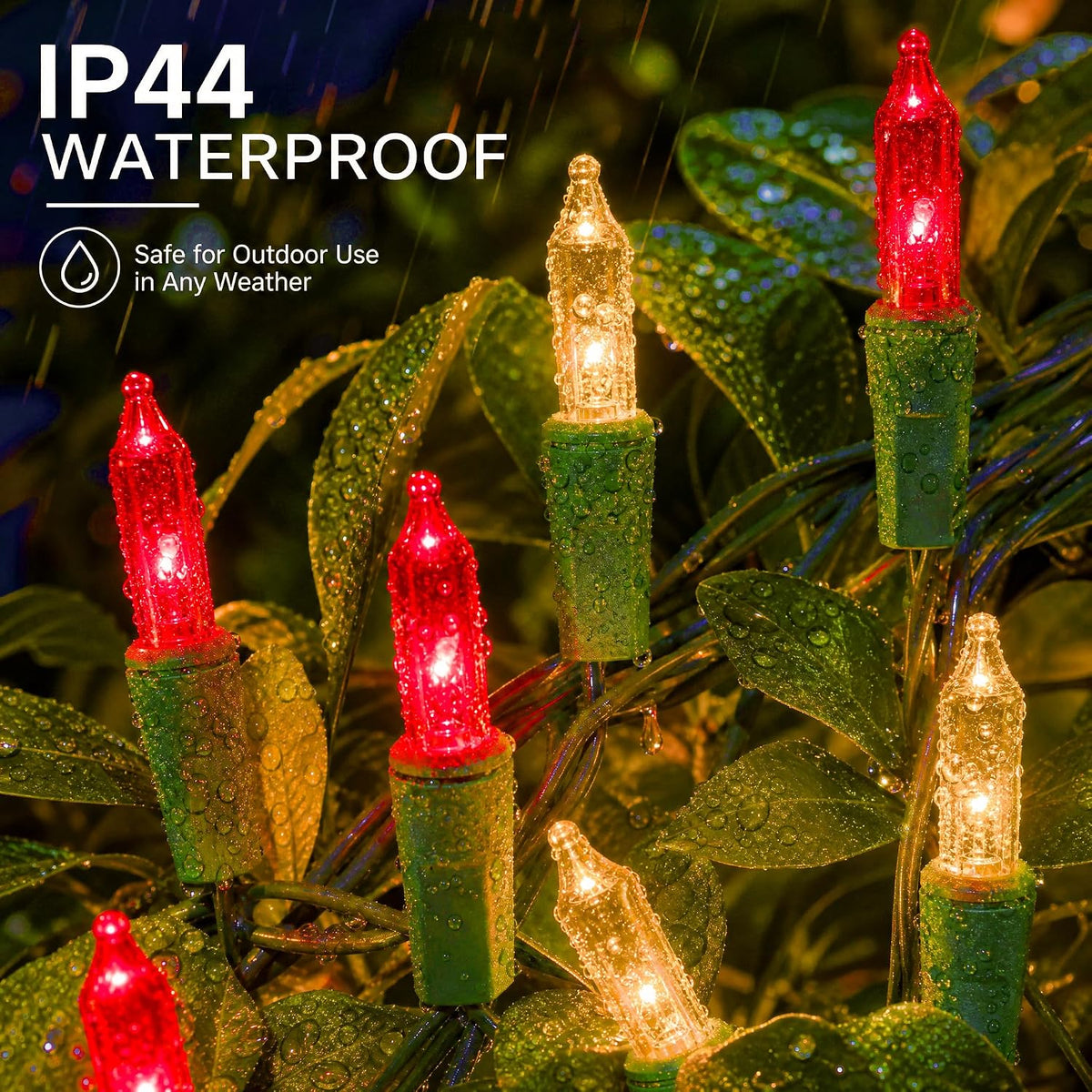 TW SHINE Christmas Mini String Lights, 20FT 100 Count Incandescent Mini Christmas Tree Lights, Waterproof Xmas String Lights for Outdoor Indoor Home Party Yard Decorations, Warm White and Red