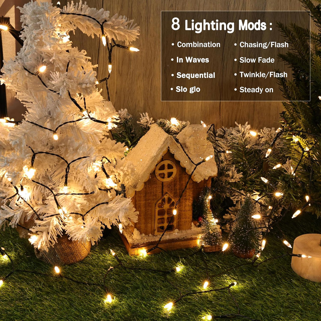 Lomotech Battery Christmas Lights - 2 Pack Total 33ft 100LEDs,Warm White