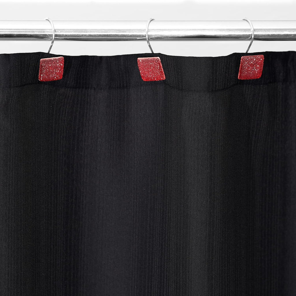 Red Bling Shower Curtain Hooks: Christmas Bathroom Curtain Rings, 12Pcs