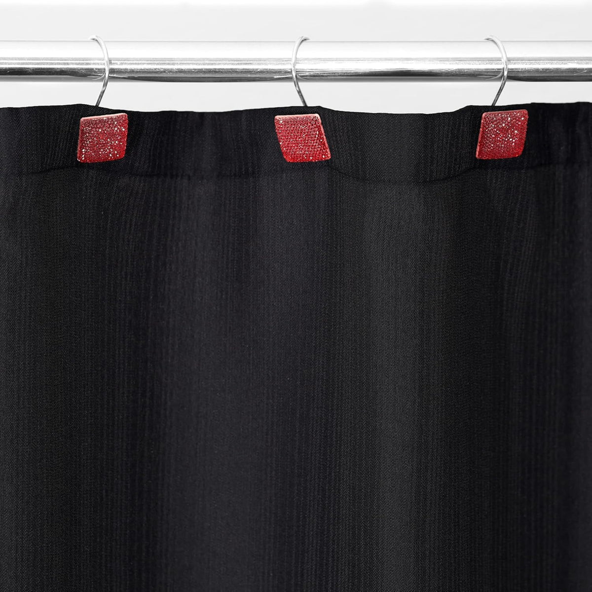 Red Bling Shower Curtain Hooks: Christmas Bathroom Curtain Rings, 12Pcs