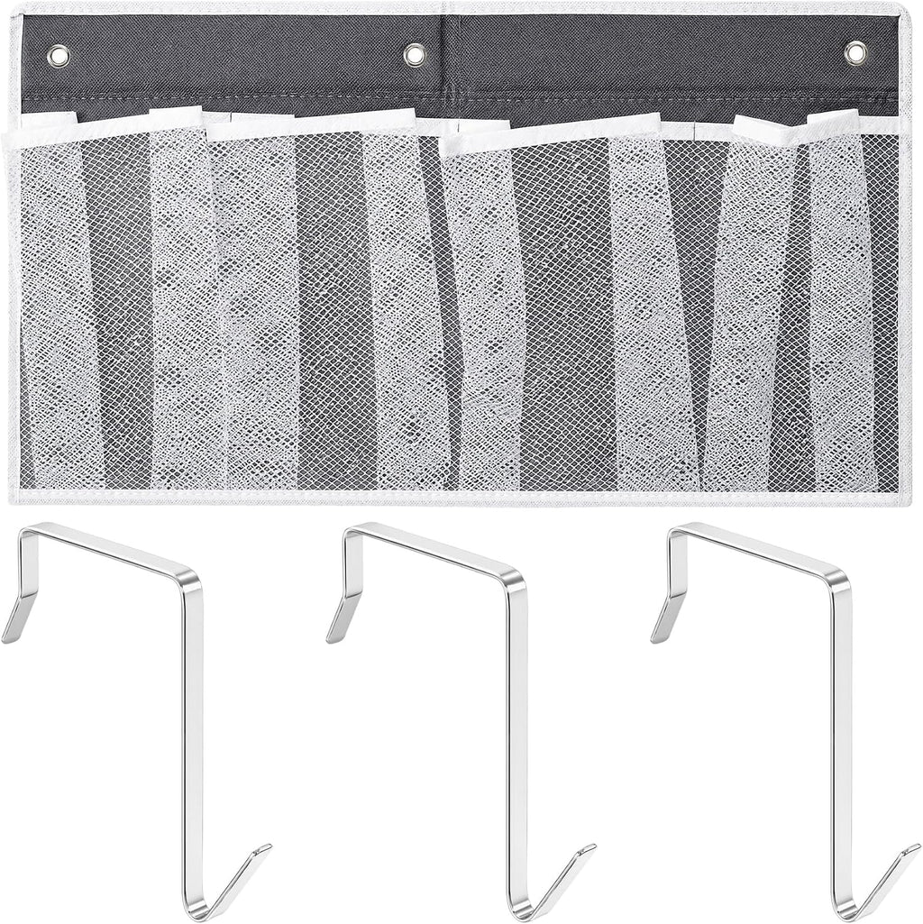 Pndeyo 1pc Bed Hanging Shoe Organizers with 3pcs Hooks, 22.44x19.61in, Grey