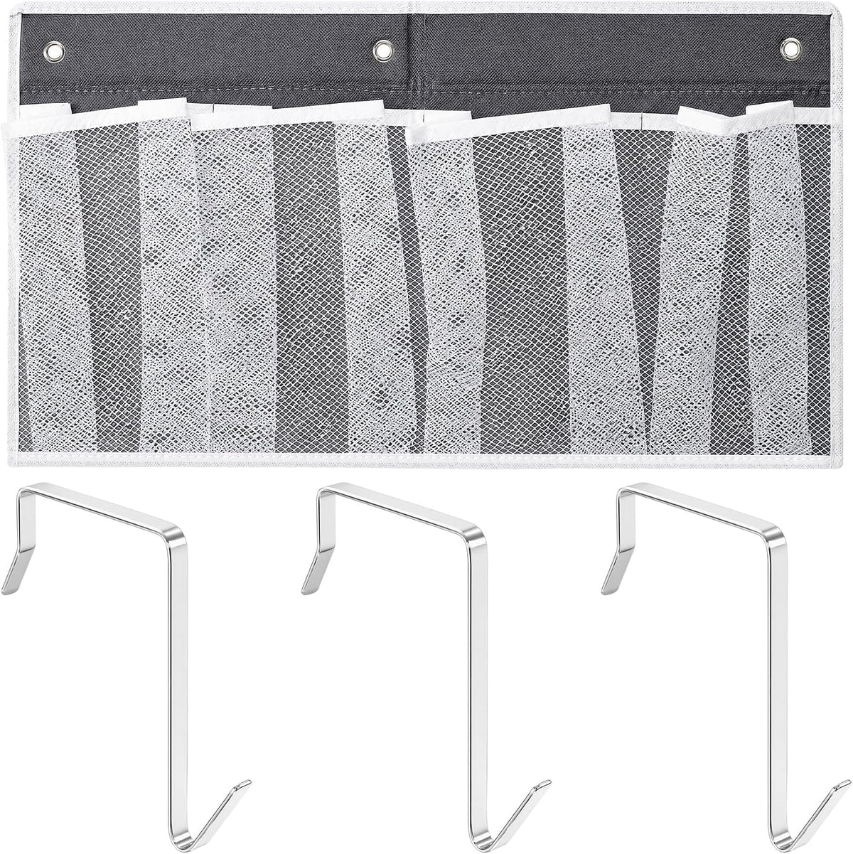 Pndeyo 1pc Bed Hanging Shoe Organizers with 3pcs Hooks, 22.44x19.61in, Grey