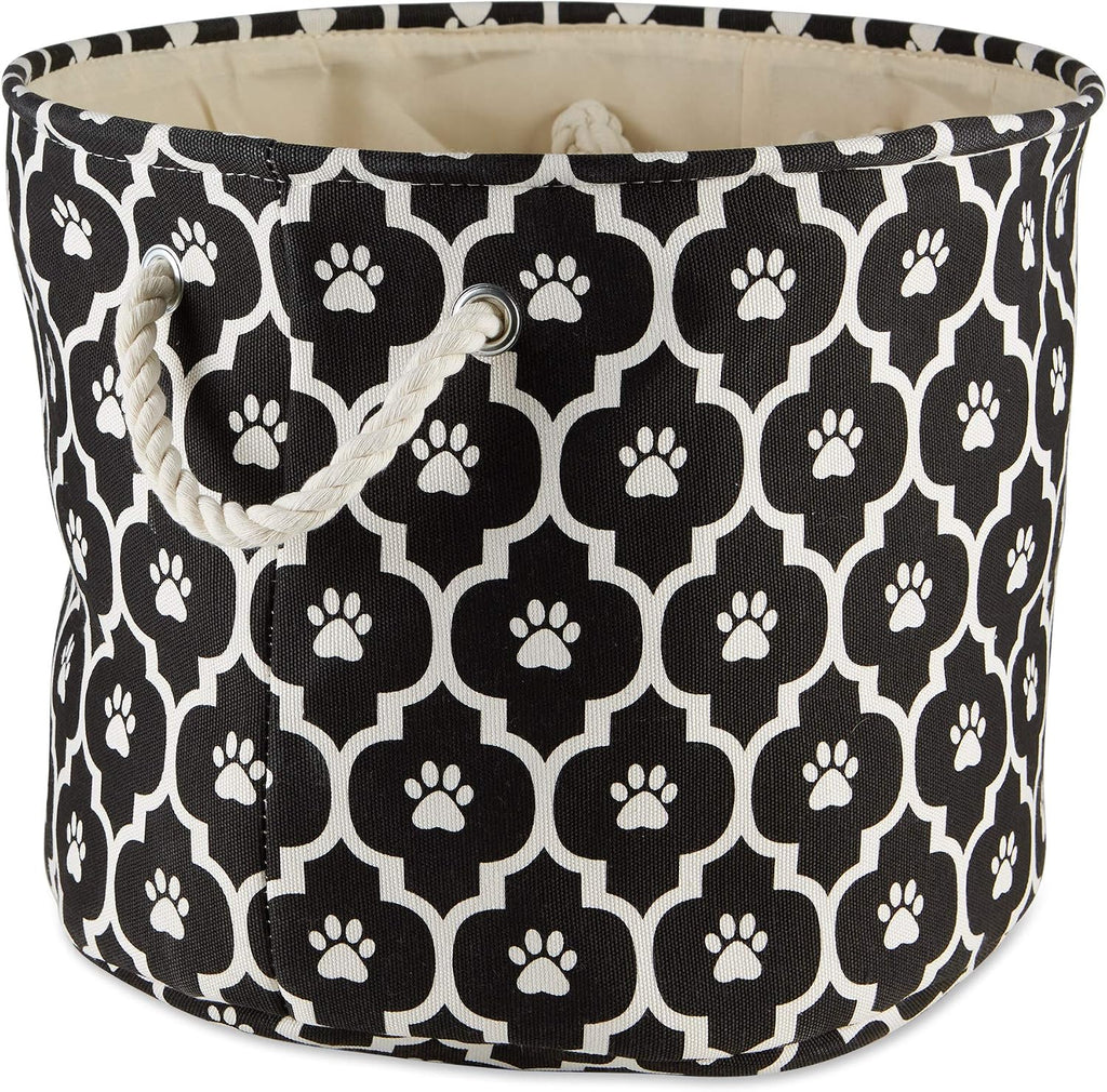 Bone Dry 6192 Pet Storage Collection Lattice Paw Print, Large Round, Black