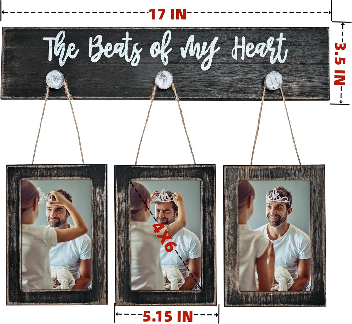 4X6 Picture Frames Collage for Wall Farmhouse Rustic Black Photo Frame