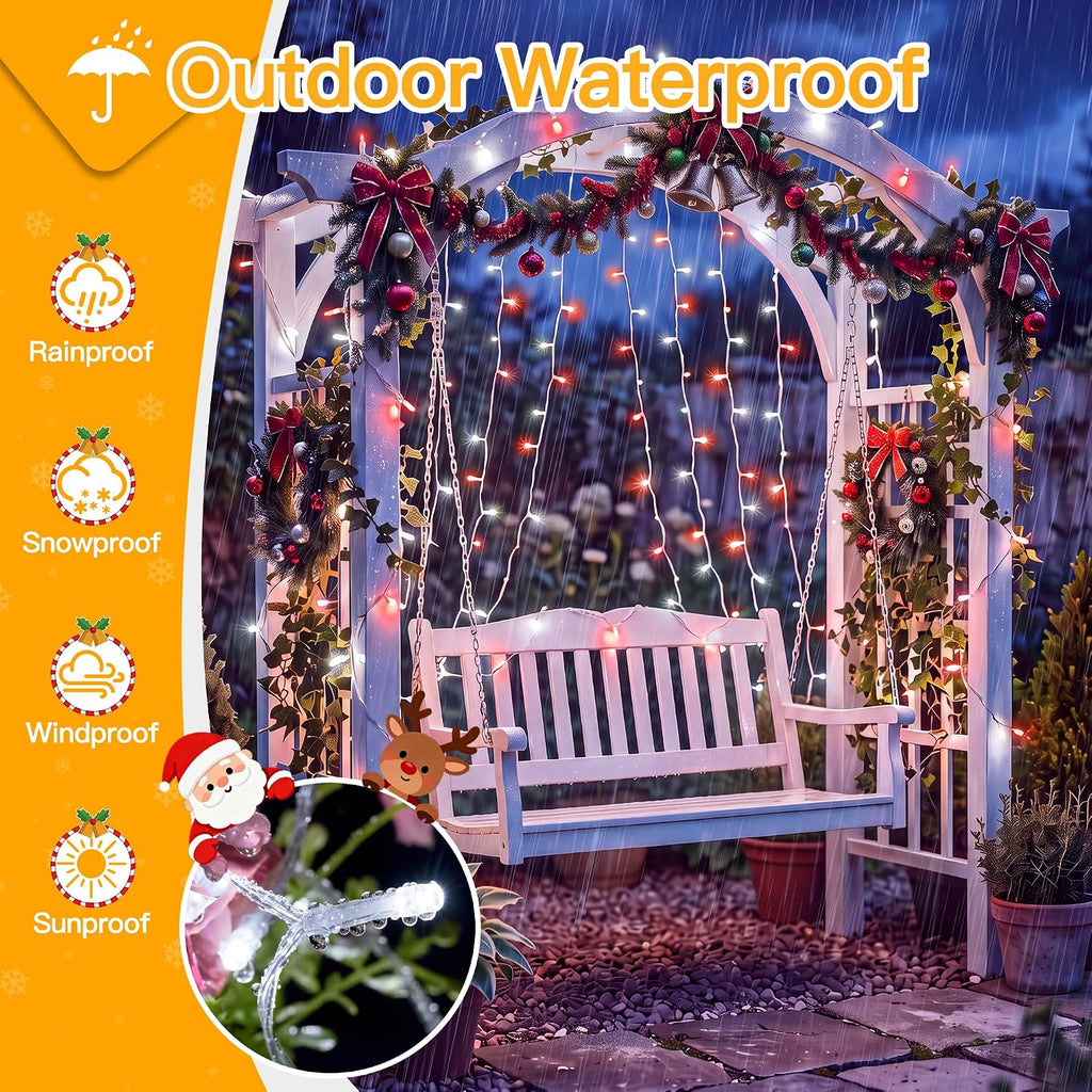 Ollny 100 LED Christmas Lights 33FT, Red & White Connectable Fairy Lights