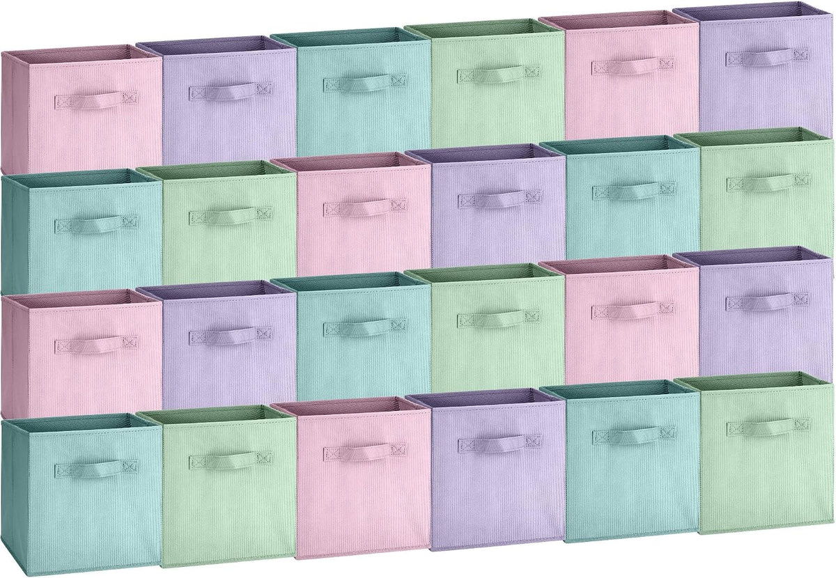 Hillban 24 Pcs Storage Cubes 11'' Collapsible Storage Bins Bulk, Pastel