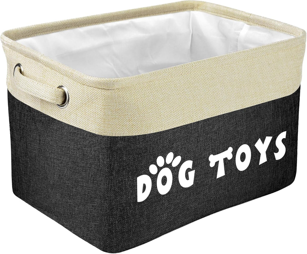 PET ARTIST Dog Toy Basket, Large Collapsible, Black, M: 15"x11"x9"