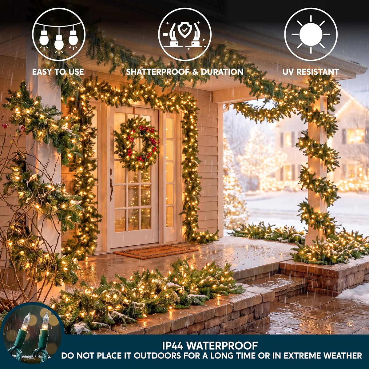 Joiedomi Clear Christmas String Lights Indoor,400(4x100) Mini White Fairy Light,86FT Lighting Decor for Patio Dorm Classroom Bedroom Holiday Wedding Party Garland Birthday Festival,Green Wire