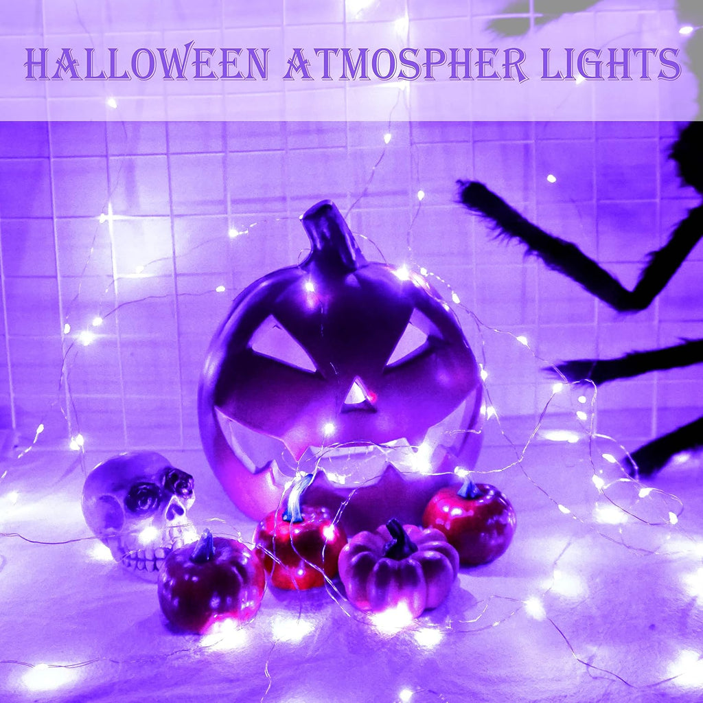 SmilingTown Fairy Lights Battery Operated Starry Firefly Silvery Wire String Lights 15 Pack 7.2ft 20 LED Jar Table Centerpiece for Wedding Christmas Halloween Party Decoration (Purple)