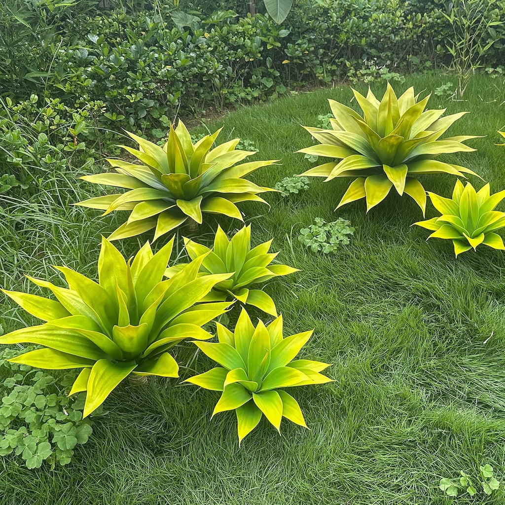 Ttranewsoo 2-Pack 22-Inch Large Artificial Agave Plants, UV Resistant Faux Desert Plants Outdoor and Realistic Greenery for Planters, Porch, Patio, Garden, Entryway and Indoor Decor, Yellow