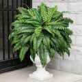 Der Rose 49 inch 96 Leaves Fake Ferns Large, UV Resistant Artificial Plants Outdoors Faux Boston Fern Plants for Porch Home Patio Hanging Decor