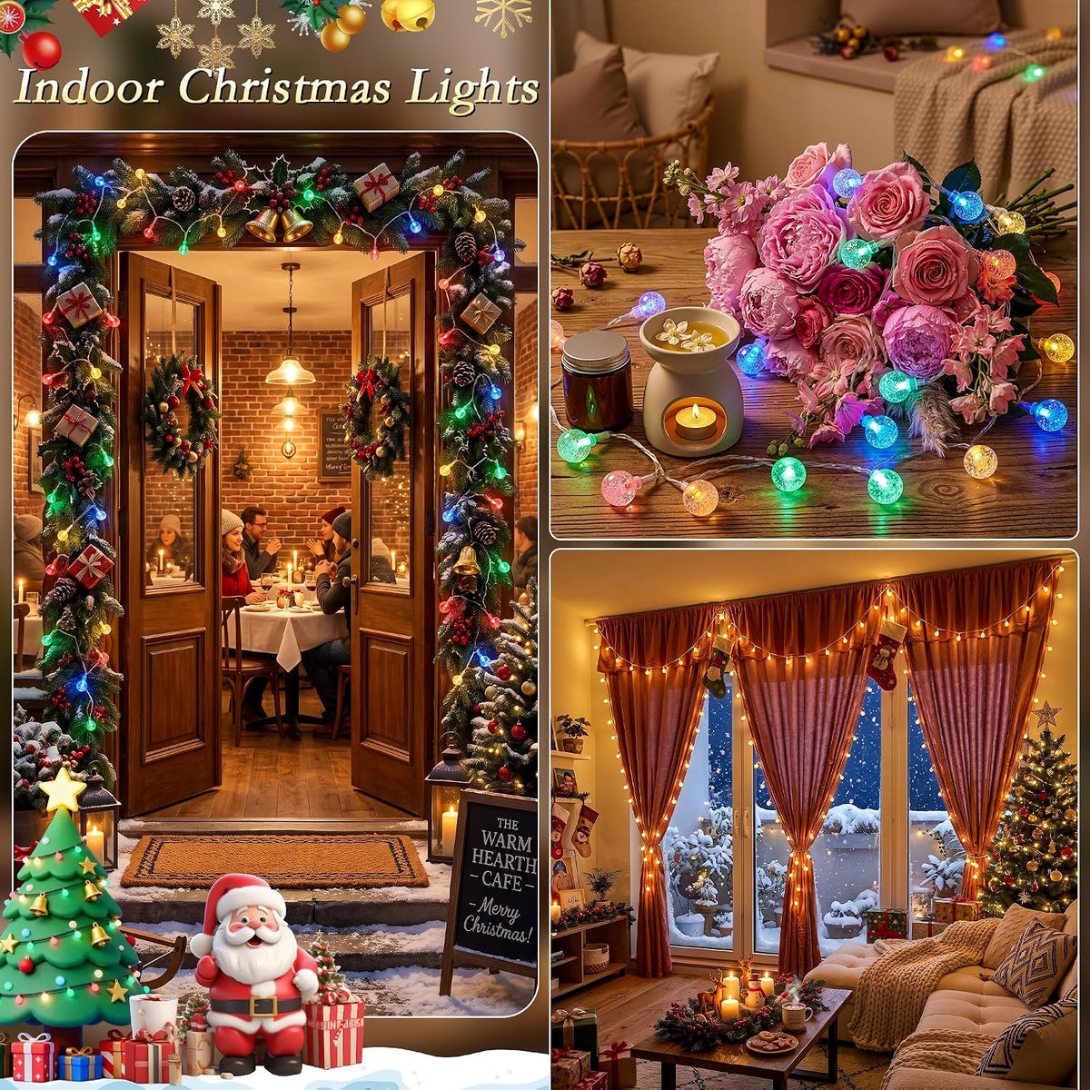 Globe String Lights USB 50FT 100 LED Warm White & Multicolor Changing
