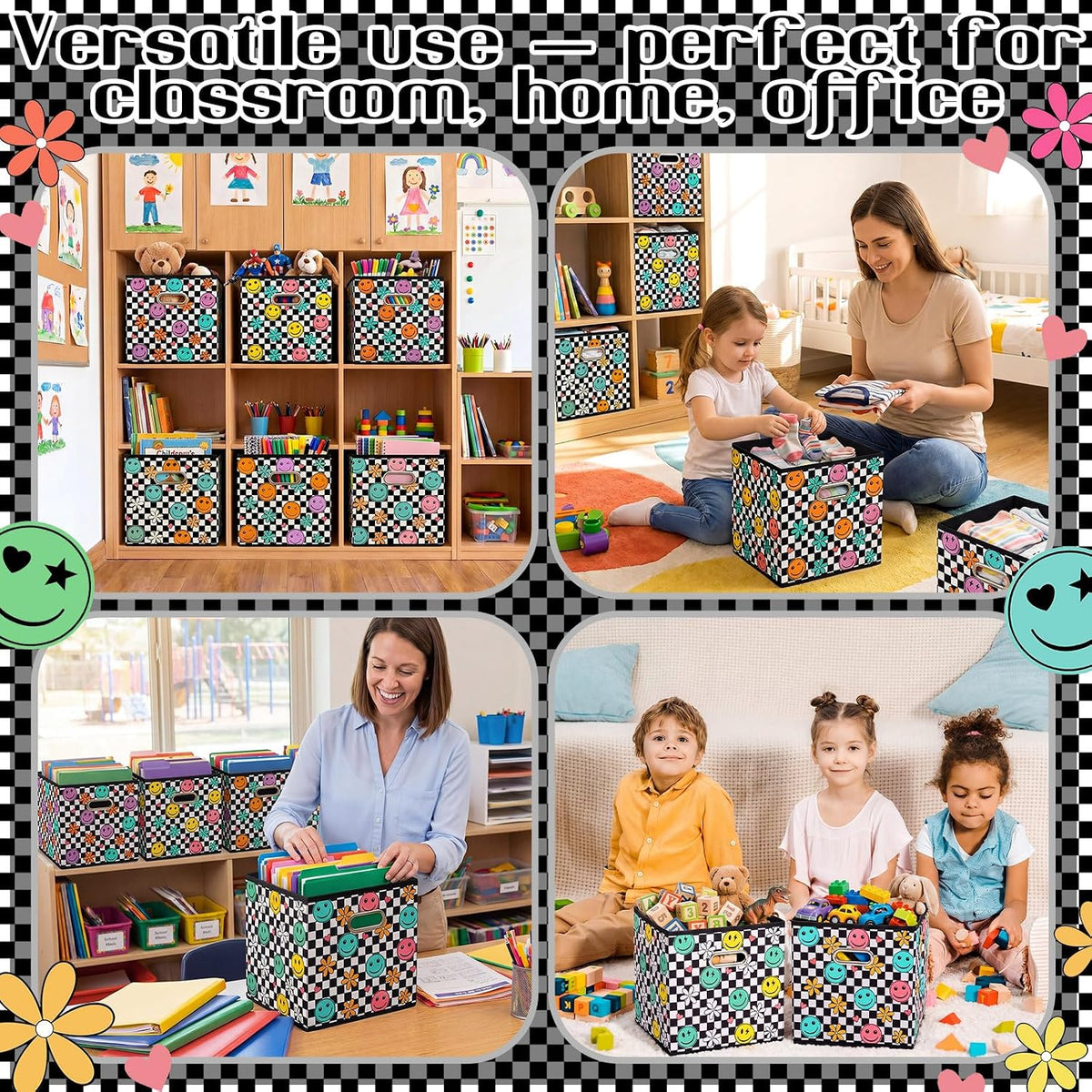 Gerrii 6 Pack 11 Inch Cube Storage Bins for Classroom Foldable Fabric