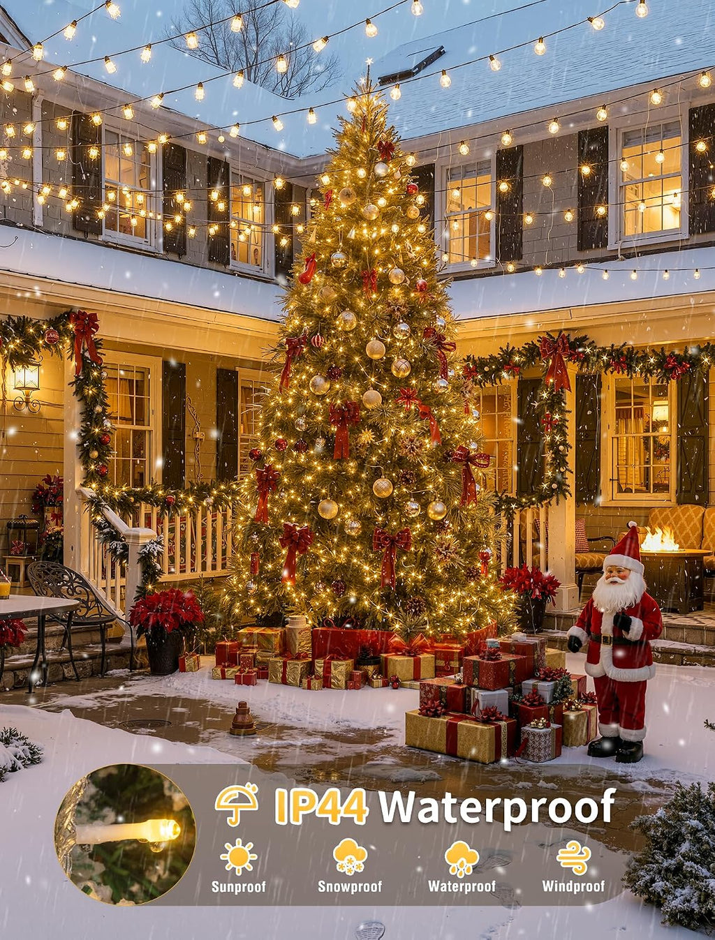 YOUNGAR Connectable 98 FT String Lights Outdoor,200 LED Christmas Lights