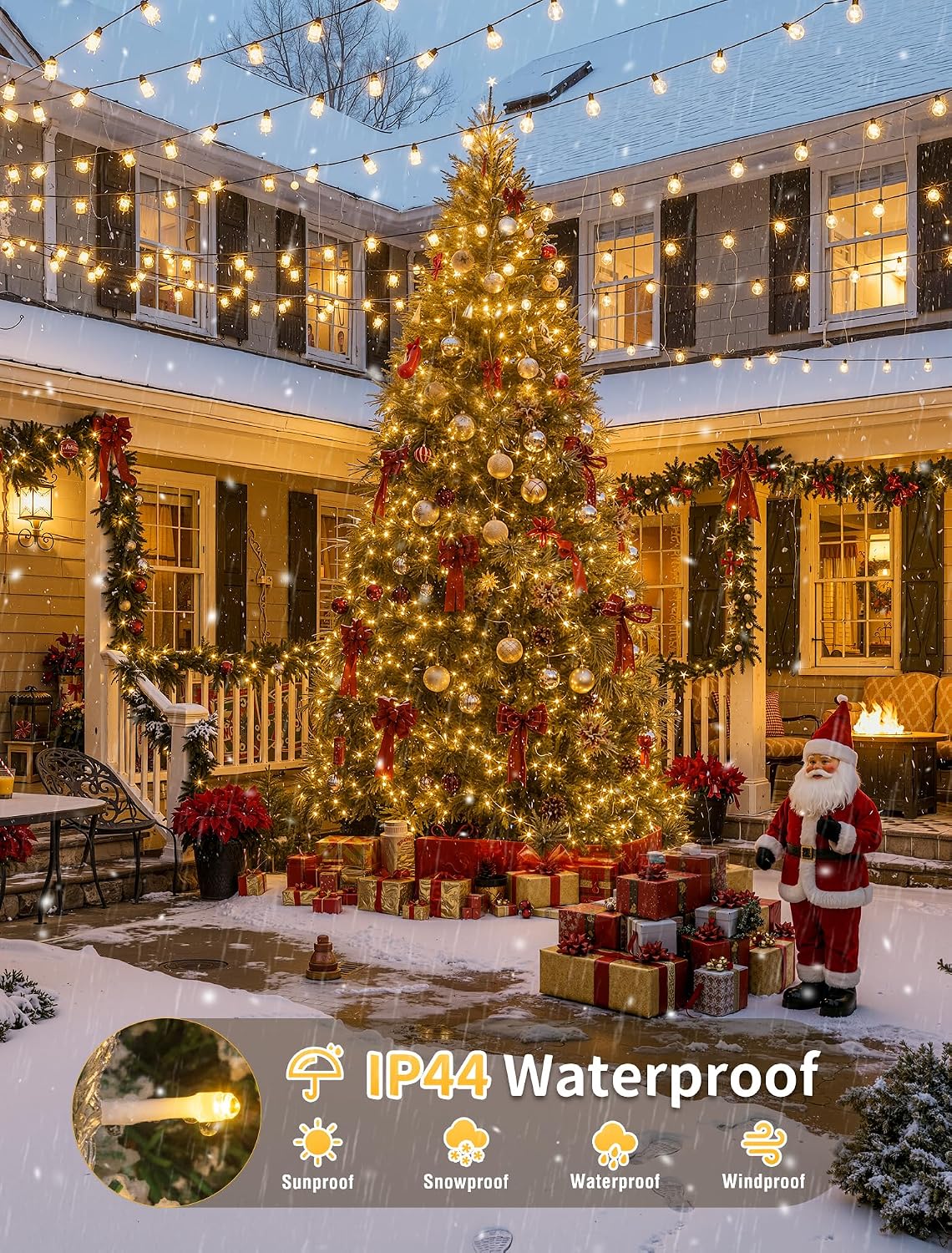 YOUNGAR Connectable 98 FT String Lights Outdoor,200 LED Christmas Lights