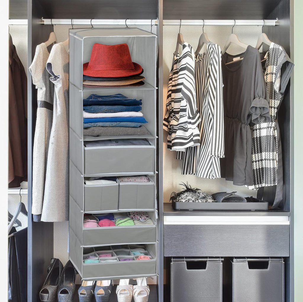 Simple Houseware 6 Shelf Hanging Closet Organizer with 5 Drawers Storage