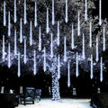 Dazzle Bright 1728 LED Christmas Light, Meteor Shower Rain Lights 11.8 Inch 48 Tubes, Waterproof Plug in Falling Rain Lights Decorations for Xmas Tree Yard Party (White)