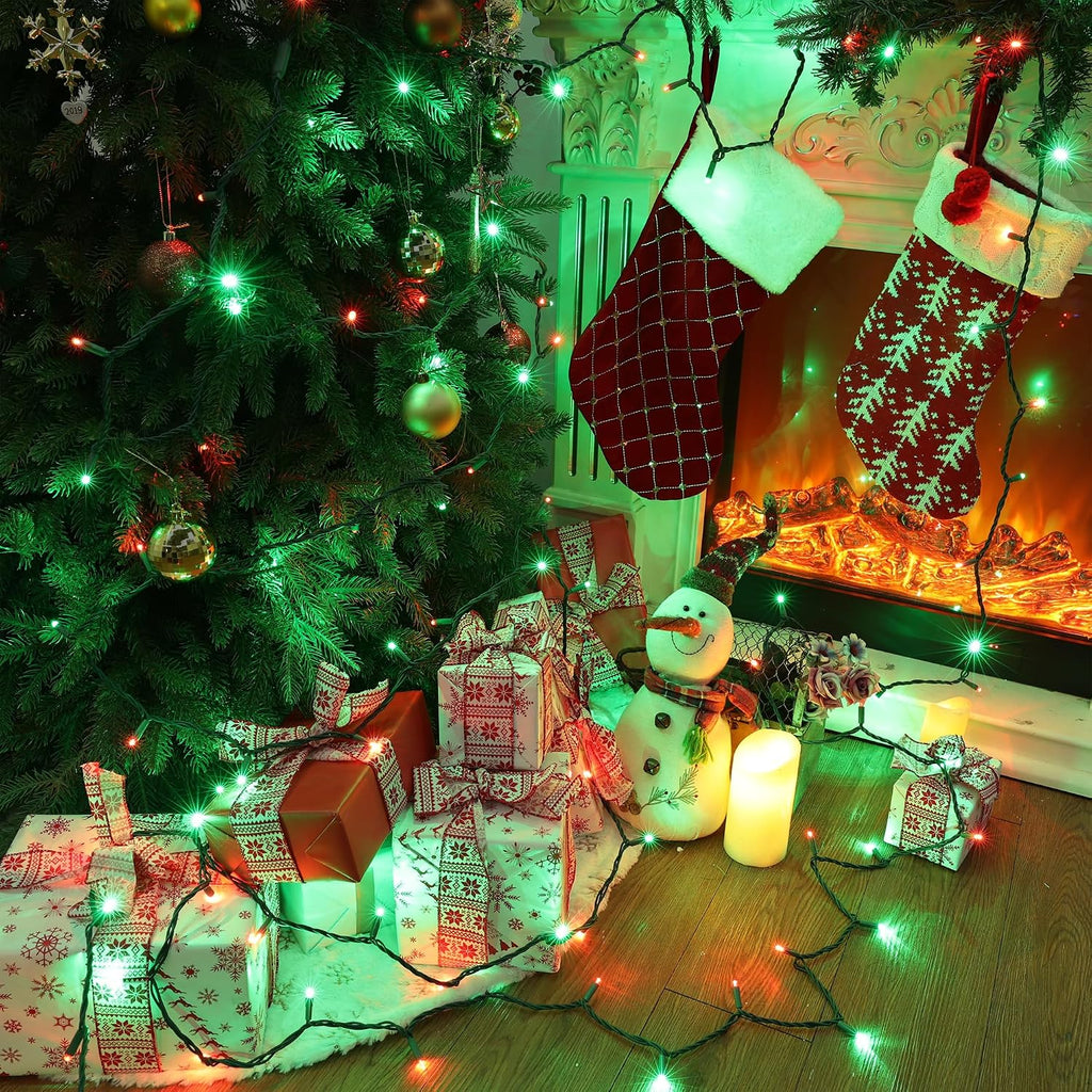 Brizled Red & Green Gentle Twinkle Christmas Lights, 100 LED Connectable