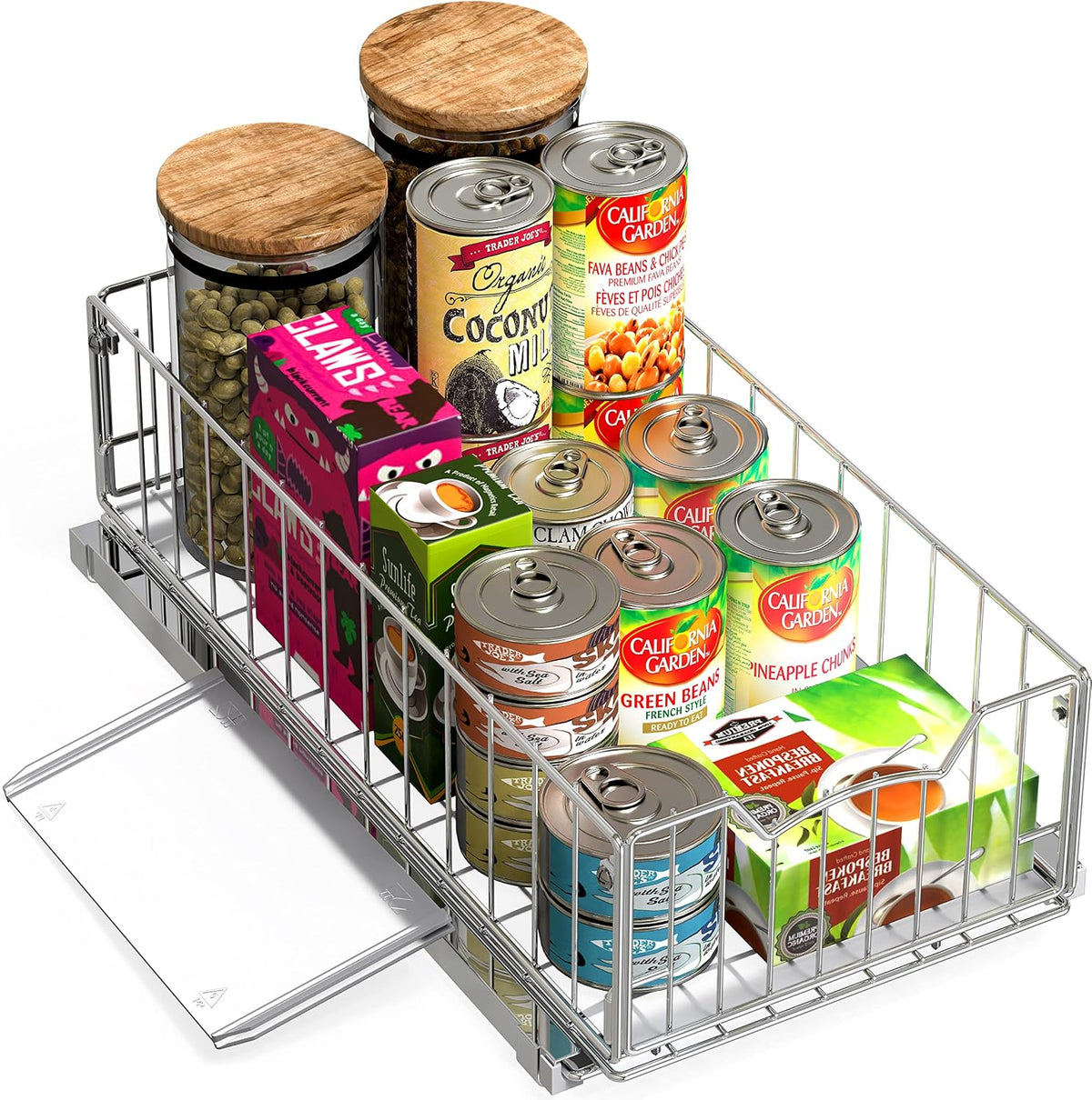 Simple Houseware Pull-Out Cabinet Sliding Basket, 17.2Dx9.7Wx5H, Chrome