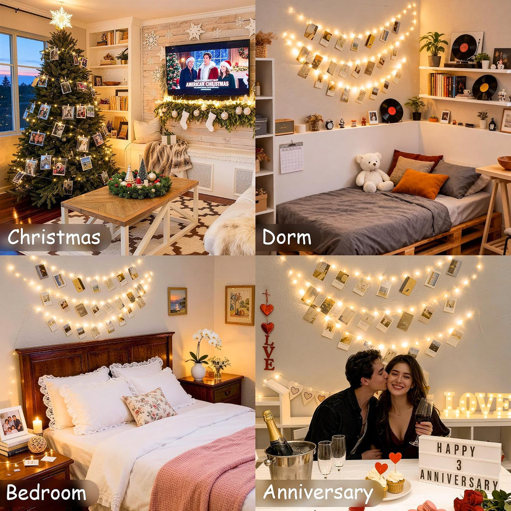 JMEXSUSS 150 LED Photo Clips String Light, 49.5ft Battery Fairy Lights