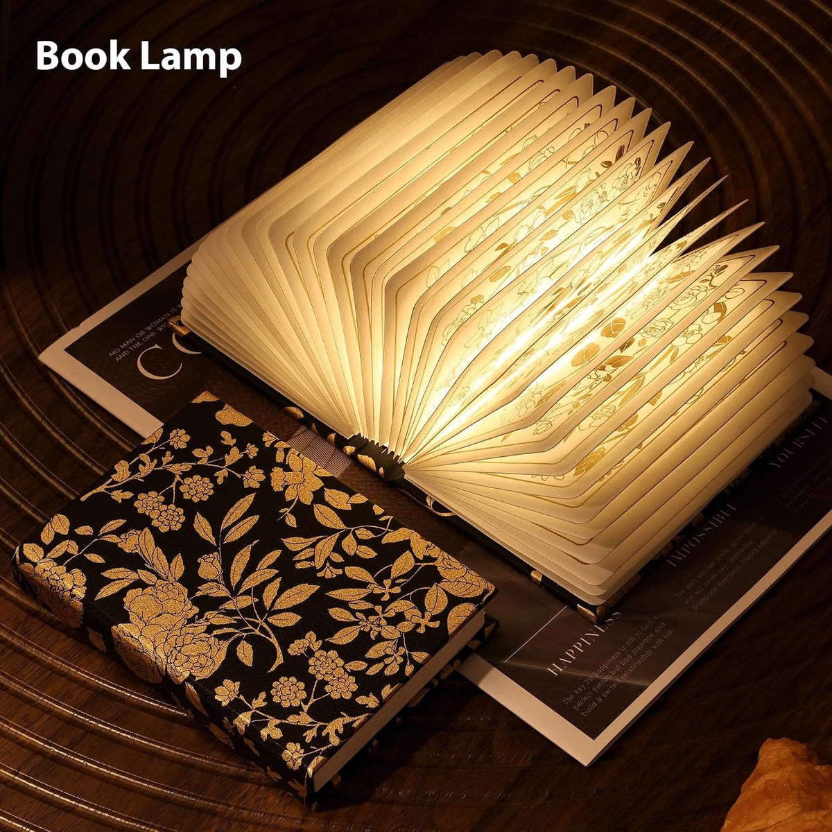 Book Lover Gift, Folding Book Lamp Decor, Portable Print Book Light
