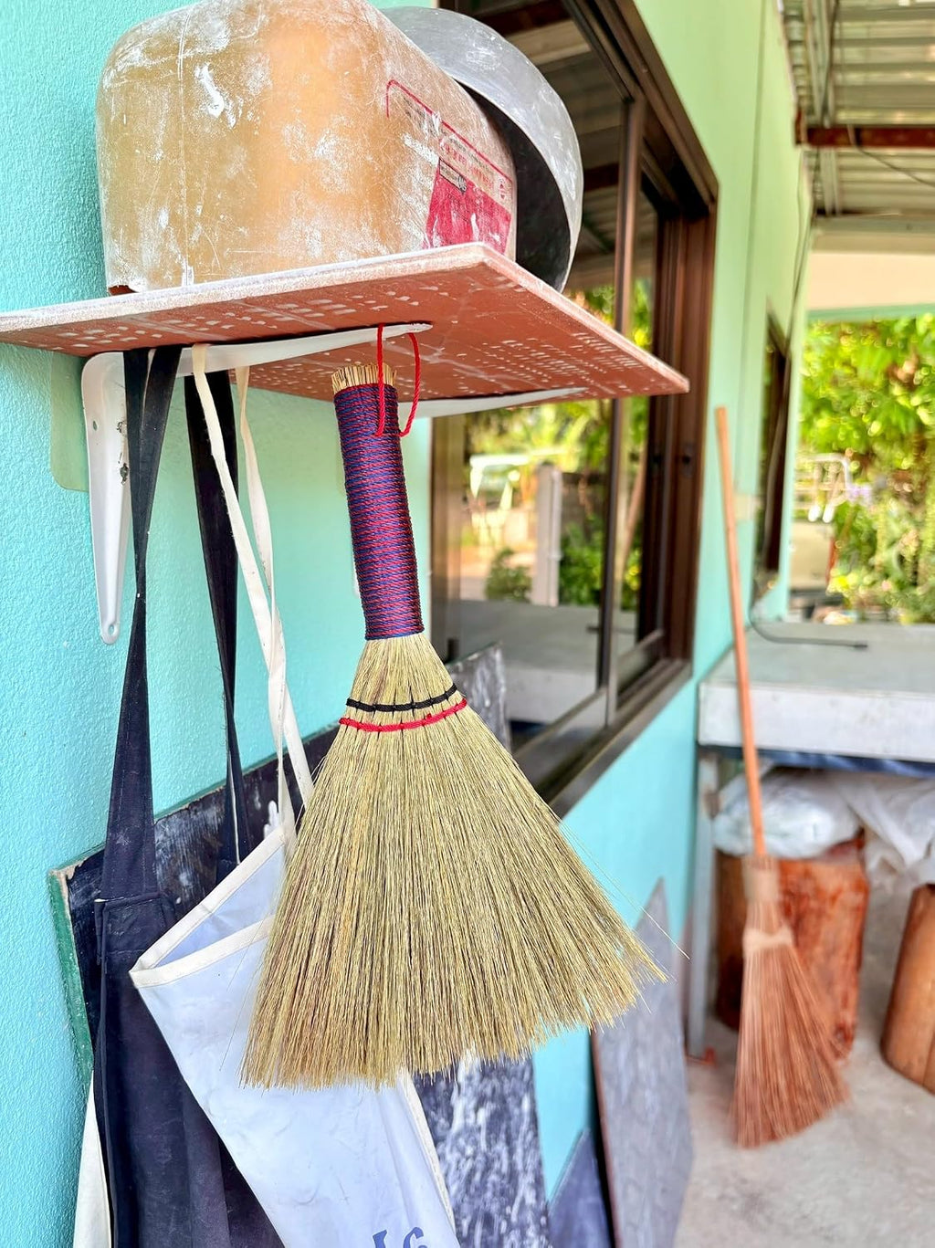 Small Wisk Brush Broom -Whisk Broom Handheld Brush Whisks Away Dust, Dirt & Debris Brush Hanger for Easy 11 Inch