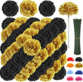 LELEE 108pcs Carnation Artificial Flowers Bulk, 3.5" Black Gold Carnations