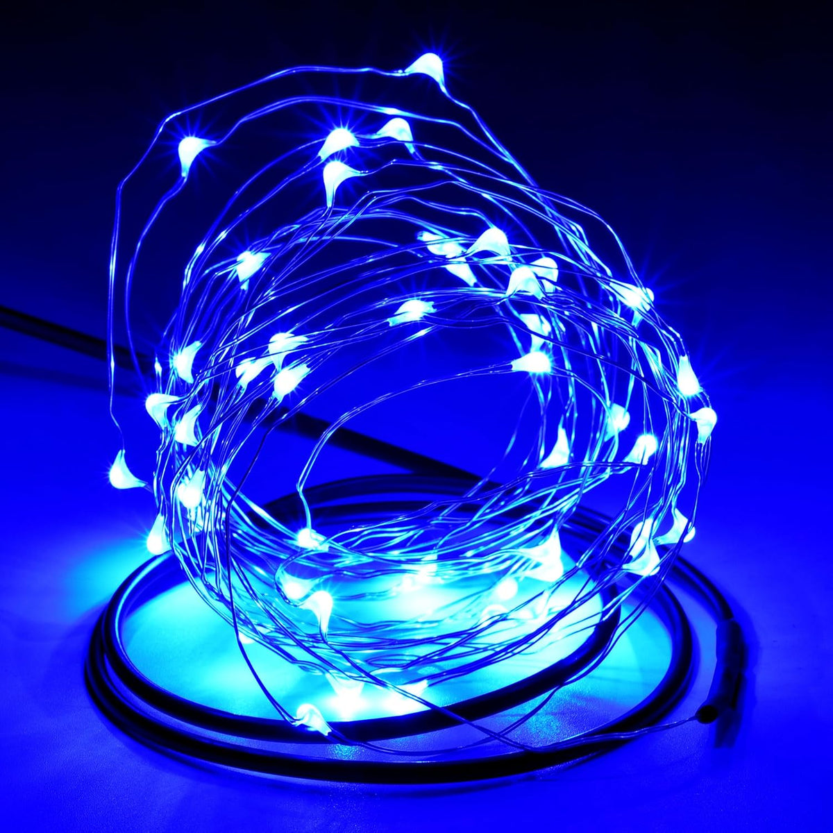 Karlling USB Plug in LED Fairy Lights,2 Packs of 50 LED Bulbs 16 Ft Silver Wire Waterproof Starry String Lights for Bedroom Patio Garden Party Wedding Commercial Lighting (Blue)