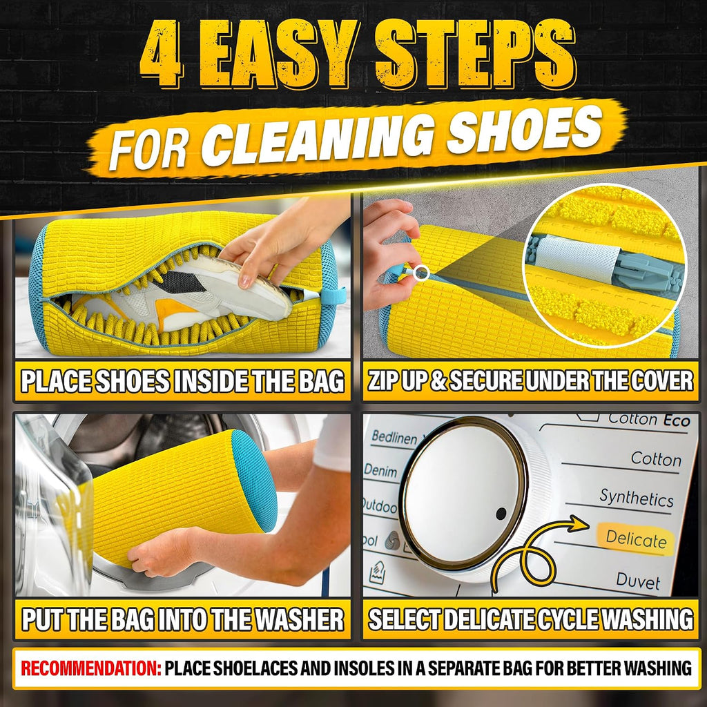 2 Pcs XXL Shoe Washing Machine Bag, Tennis Shoe Laundry Bag, Yellow