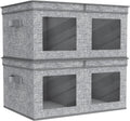 Univivi Large Fabric Storage Bins with Lids for Clothes 2 Pack, Grey