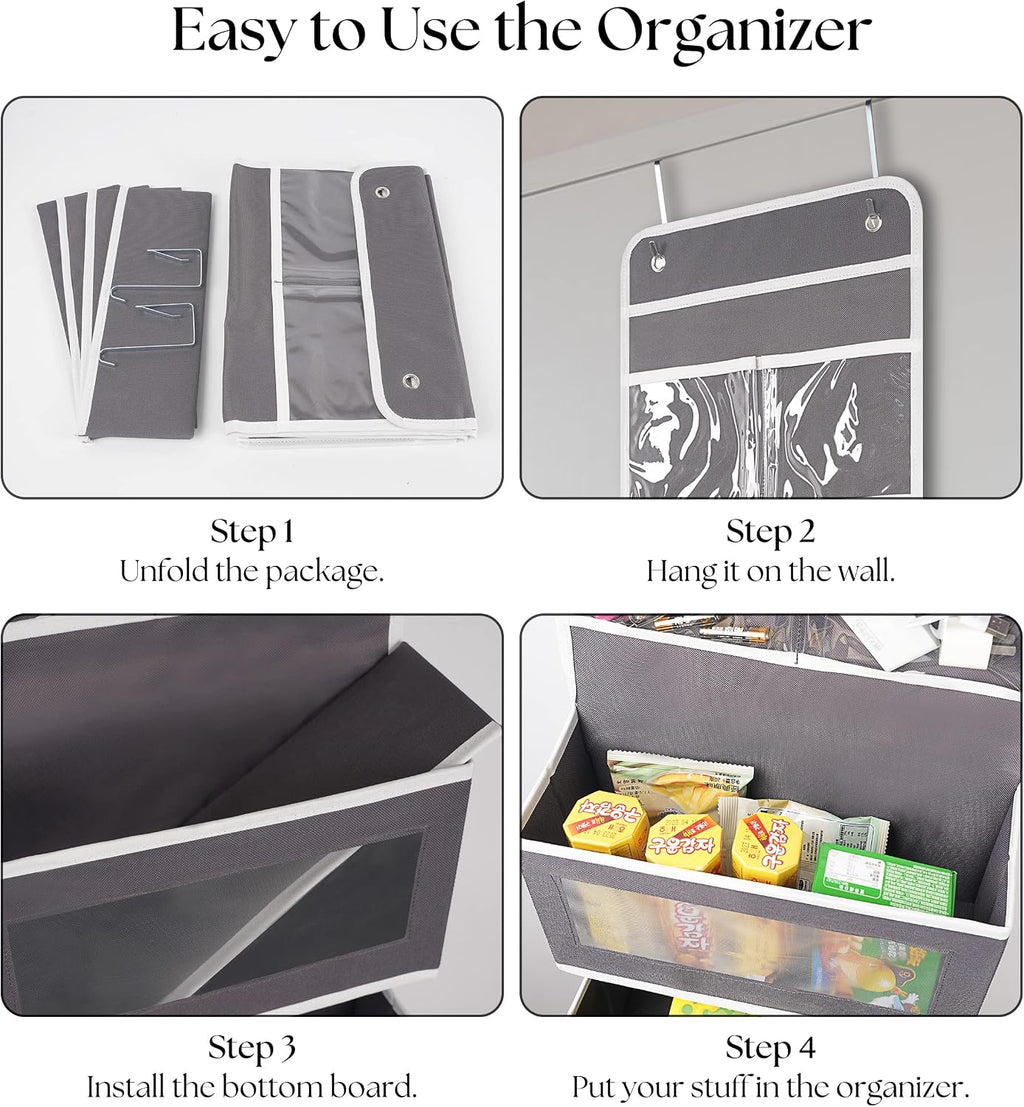GCreation Over Door Organizer for Bedroom Bathroom Pantry, 5 Shelf Gray