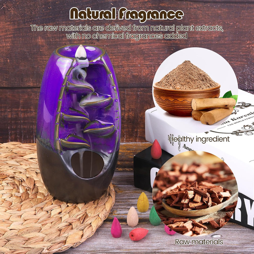 Aneco 180 Pieces Backflow Incense Cones 10 Mixed Natural Scents Rose Jasmine Lily Mint Lavender and More Kinds of Mixed Natural Backflow Incense Cones